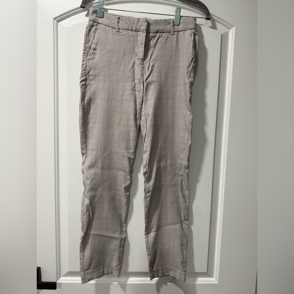 Adrienne Vittadini Tan and Black Micro-Check Chinos